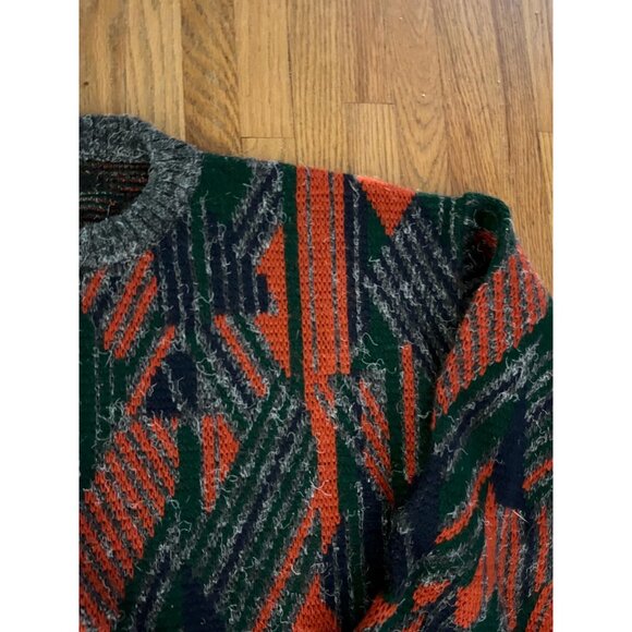 1980s men's Coogi style sweater, red, green, blue, gray, Medium - Picture 2 of 8